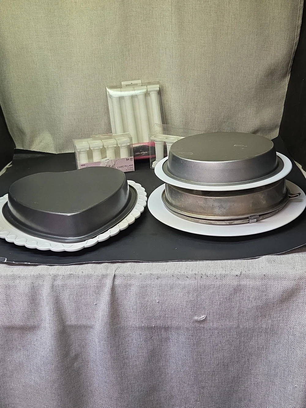 Bundle‎ Cake separator plates, pillars, pans  for Weddings, & special events